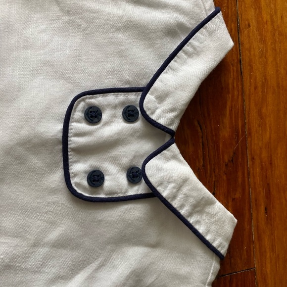 Janie and Jack navy collared piping bubble onesie - Picture 3 of 5
